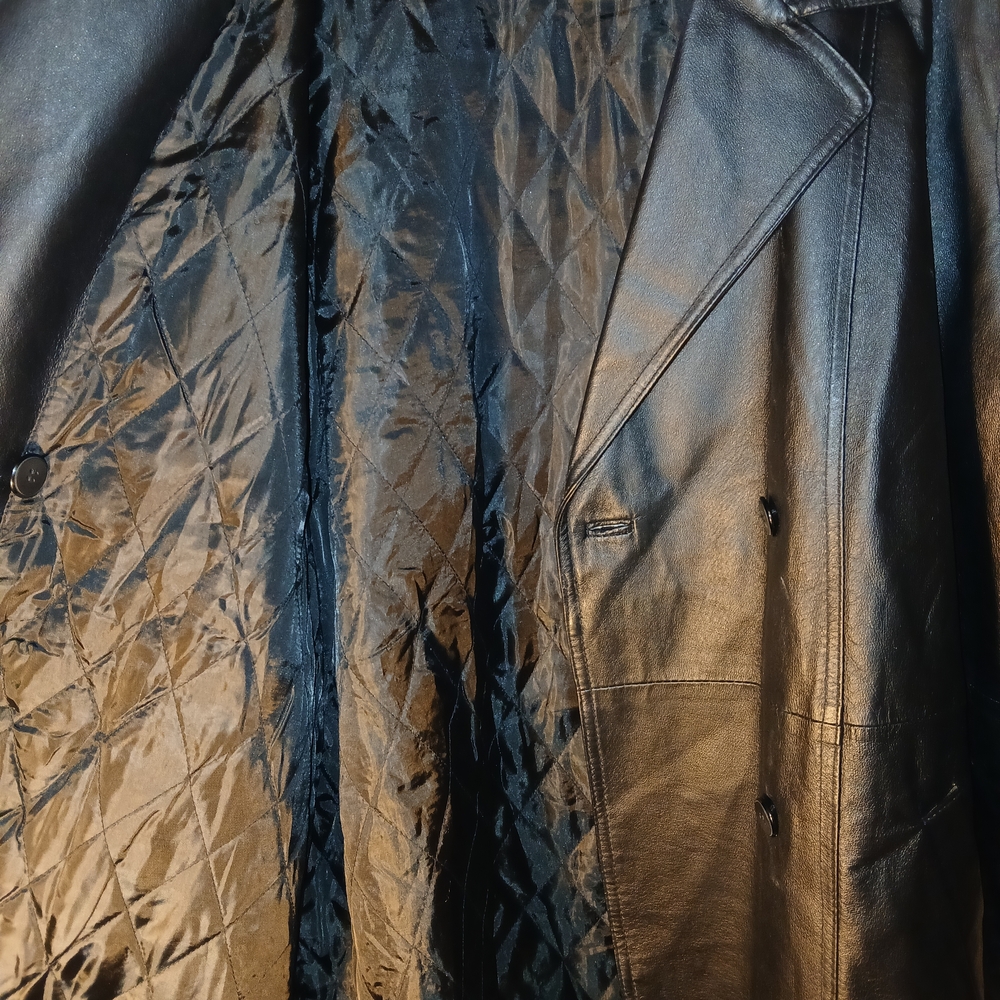 Veranesi Women's Genuine Leather Black Trench Jacket Size 24W  3XL - Picture 8 of 8